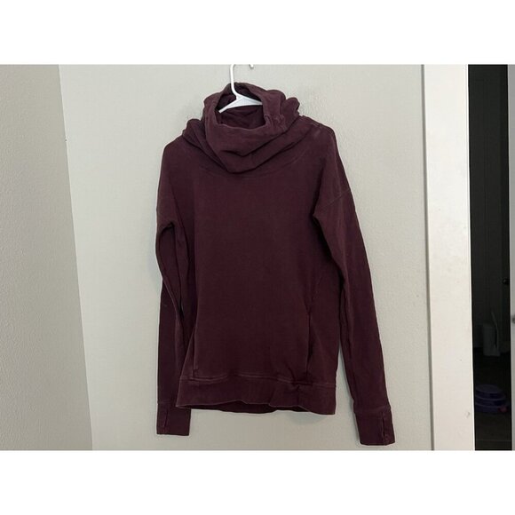 Lululemon Tops - Lululemon Sweatshirt Size 6 Burgundy Stress Less Funnel Neck Hoodie Pullover